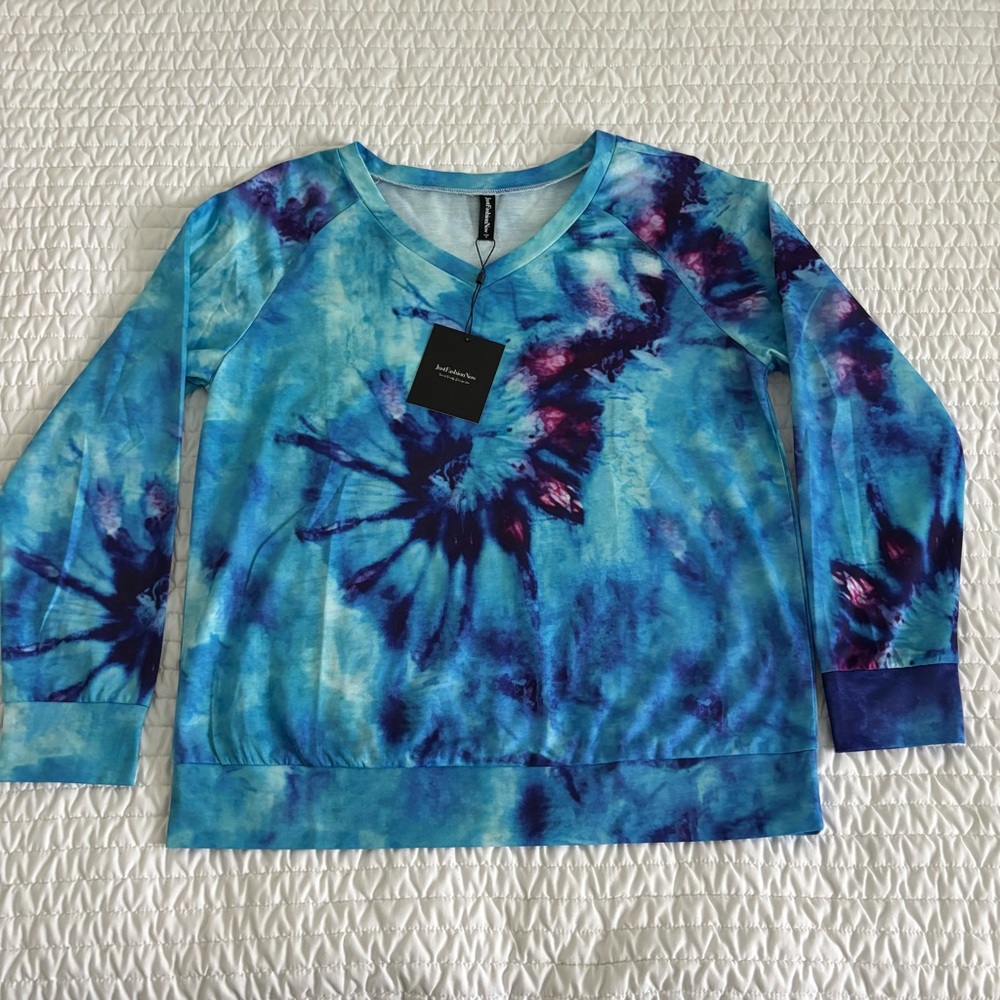 Blue Tie-Dye Women's Blouse